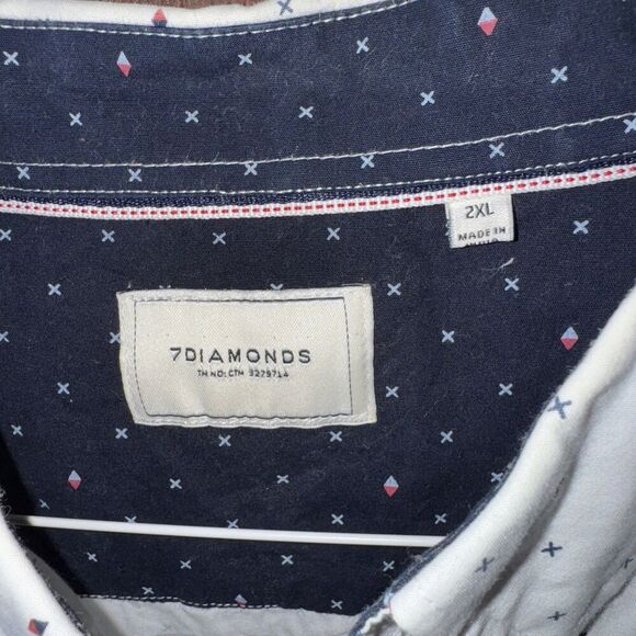 7 Diamonds Vision Quest Shirt Men's 2X Short Sleeve geometric pattern Button Up - Picture 5 of 8